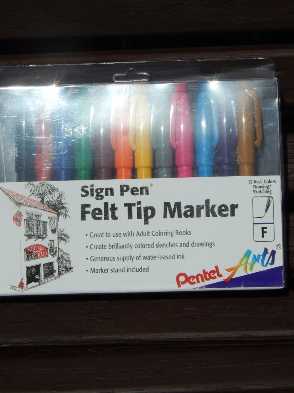 Pentel Sign Pen Felt Tip Markers S520-12, 12 Color Set, Fine Point NEW